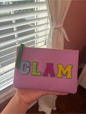 ipsy Pink 'GLAM' Cosmetic Pouch with Multicolor Letters
